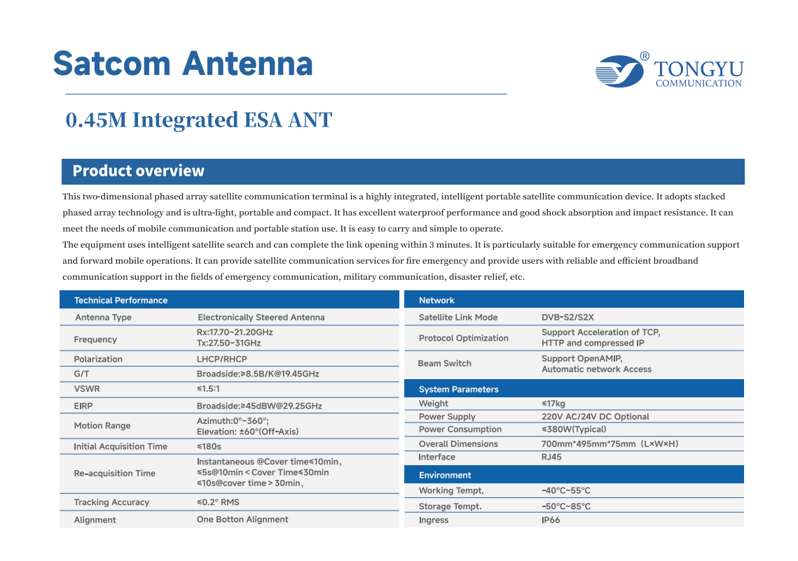 0.45m Ka-Band Satellite Terminal Antenna